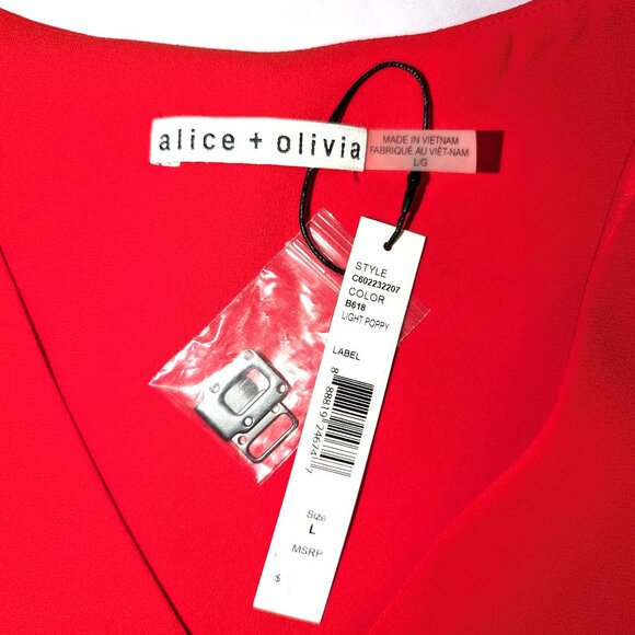 NWT Alice + Olivia | Maxi Vest Poppy Red Crepe Sleeveless Angelica | Large - Picture 6 of 14